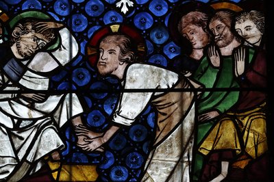 Nuestra Señora de la Catedral de Estrasburgo. Vidriera. Cristo Lavando los Pies de los Apóstoles. Siglo XIV. Estrasburgo. Francia de Unbekannt