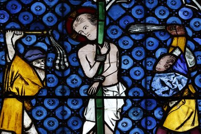 Nuestra Señora de la Catedral de Estrasburgo. Vidriera. Cristo en su pasión. La flagelación. Siglo XIV. Estrasburgo. Francia. de Unbekannt