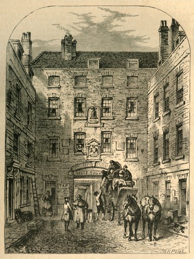 Patio exterior de La Belle Sauvage en 1828, 1897 de Unbekannt