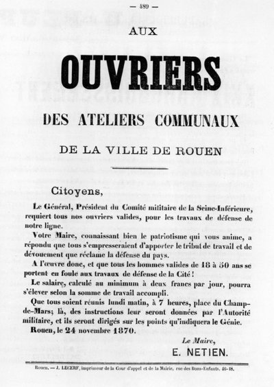 Ouvriers, de carteles políticos franceses de la Comuna de París, mayo de 1871 de Unbekannt