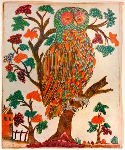 Búho, impresión Lubok, 1800 de Unbekannt