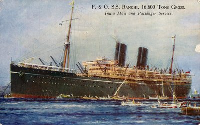 P. & O. S.S. Ranchi, 16,600 Toneladas Brutas, Servicio de Correo y Pasajeros de India, 1934 de Unbekannt