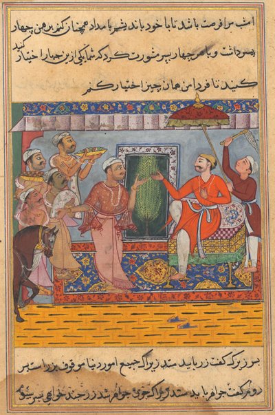 Página de Cuentos de un loro Tuti-nama: Undécima noche: El brahmán, incapaz de seleccionar..., c. 1560 de Unbekannt