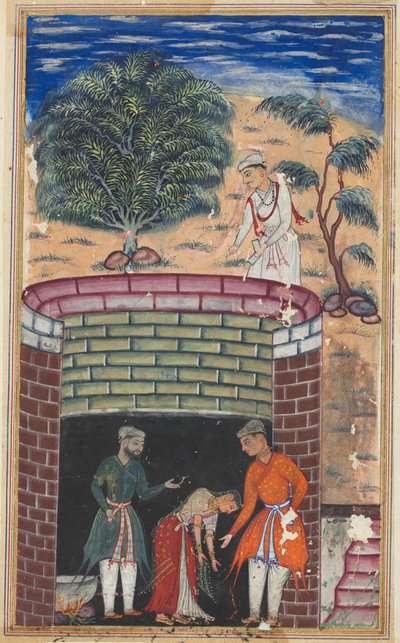 Página de Cuentos de un loro Tuti-nama: Séptima noche: La hija del rey..., c. 1560 de Unbekannt
