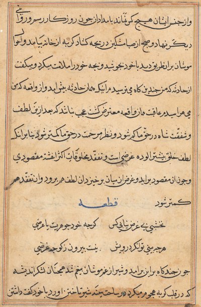 Página de Cuentos de un Loro Tuti-nama: página de texto, c. 1560 de Unbekannt