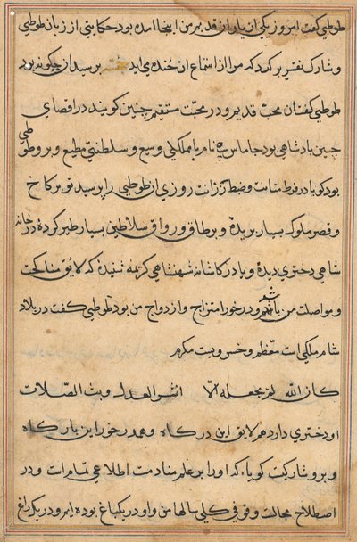 Página de los cuentos de un loro Tuti-nama: página de texto, c. 1560 de Unbekannt