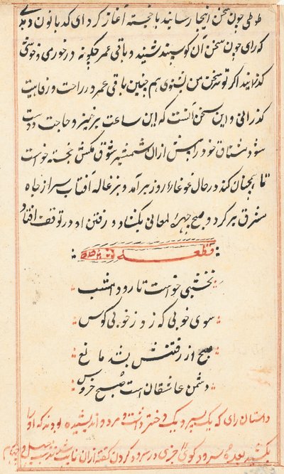 Página de Cuentos de un loro Tuti-nama: página de texto, c. 1560 de Unbekannt