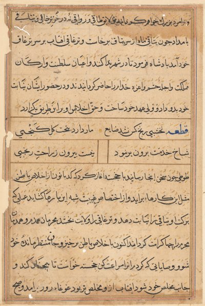 Página de Cuentos de un loro Tuti-nama: página de texto, c. 1560 de Unbekannt