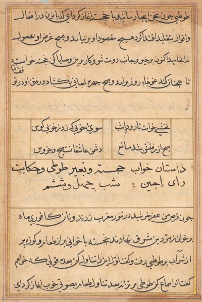 Página de Cuentos de un loro Tuti-nama: página de texto, c. 1560 de Unbekannt