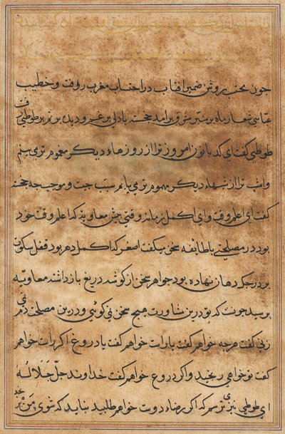 Página de Cuentos de un loro Tuti-nama: página de texto, c. 1560 de Unbekannt