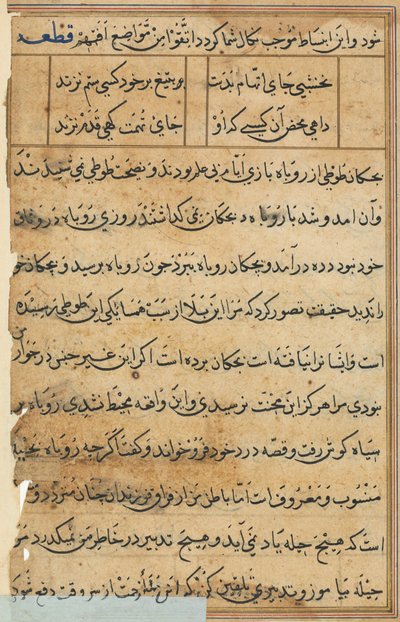 Página de Cuentos de un loro Tuti-nama: página de texto, c. 1560 de Unbekannt