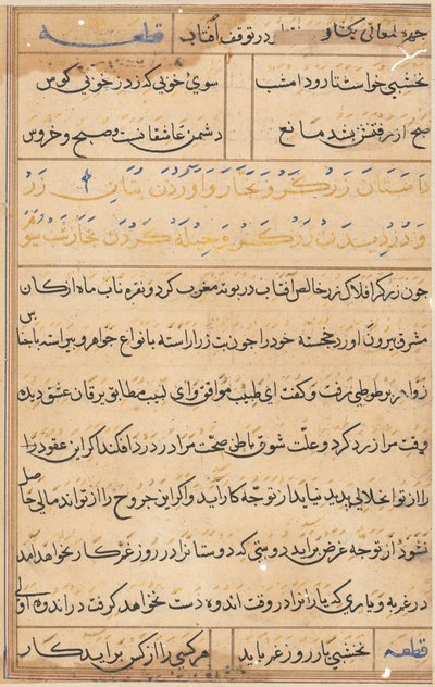 Página de Cuentos de un loro Tuti-nama: página de texto, c. 1560 de Unbekannt