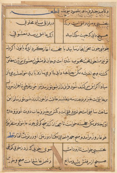 Página de Cuentos de un loro Tuti-nama: página de texto, c. 1560 de Unbekannt
