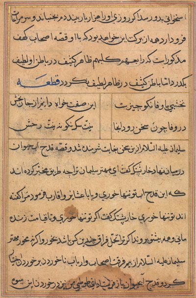 Página de Cuentos de un loro Tuti-nama: página de texto, c. 1560 de Unbekannt