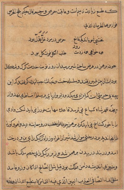 Página de Cuentos de un Loro Tuti-nama: página de texto, c. 1560 de Unbekannt