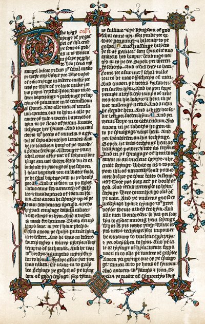 Página de la traducción de la Biblia de Wycliffe al inglés, c1400 de Unbekannt