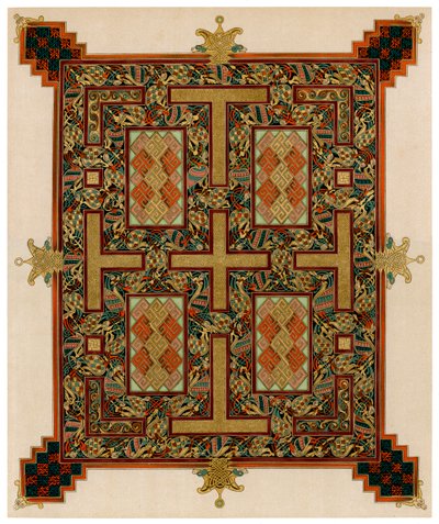 Página de los Evangelios de Lindisfarne, 710-721 d.C. de Unbekannt