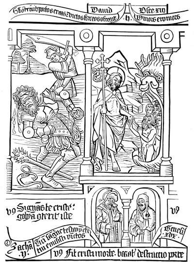 Página de Biblia Pauperum Biblia de los Pobres, siglo XV de Unbekannt