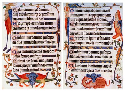 Página de texto ilustrado del Salterio de Luttrell, c1300-c1340, c1900-1920 de Unbekannt