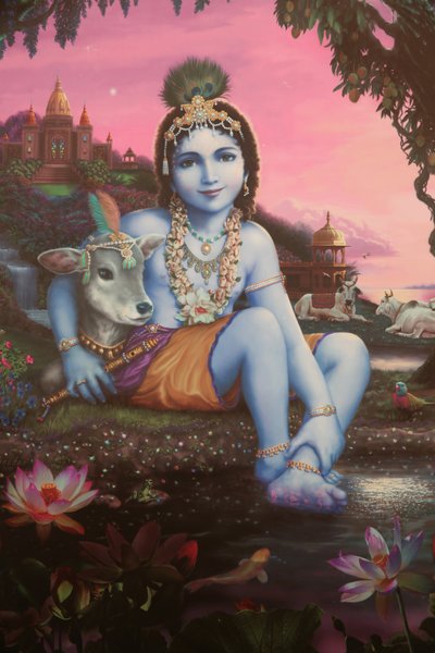 Pintura que representa al dios hindú Krishna como un niño de Unbekannt