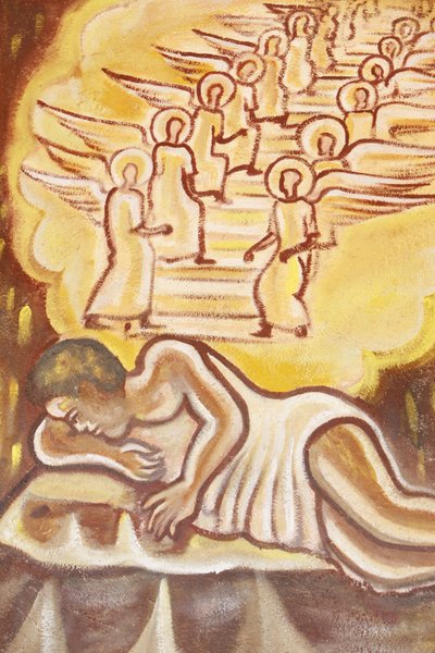 Pintura en la iglesia de Nuestra Señora de Togo: La escalera de Jacob, Togoville, Togo de Unbekannt