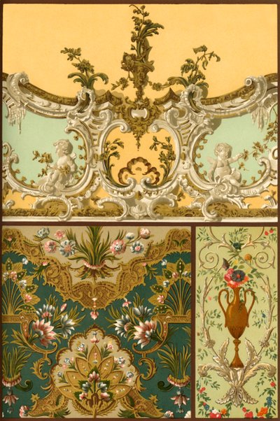 Pintura, tapiz de cuero, adornos de estuco, Francia y Alemania, siglos XVII y XVIII, 1898 de Unbekannt