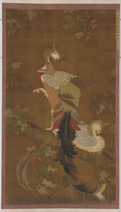 Par de fénix en un árbol de paulonia, dinastía Ming, siglo XVI de Unbekannt