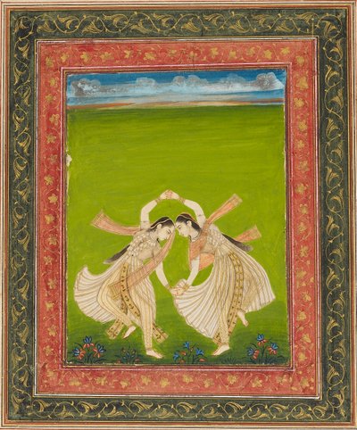 Par de niñas jugando phugadi, siglo XVIII de Unbekannt