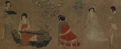 Damas del palacio afinando un qin, dinastía Ming, 1368-1644 de Unbekannt