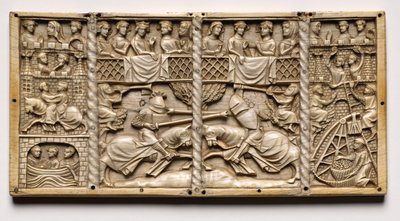 Panel de un Cofre con Escenas de Romances Corteses, c. 1330-1350 o posterior de Unbekannt