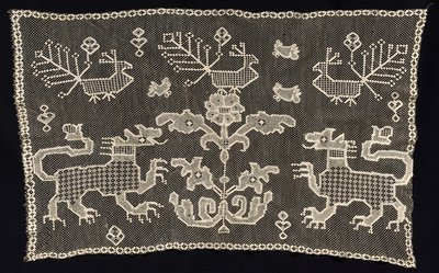 Panel con panteras, aves y motivos florales, siglos XVIII-XIX de Unbekannt