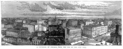 Panorama de Chicago desde la cima del Ayuntamiento, EE. UU., 1871 de Unbekannt