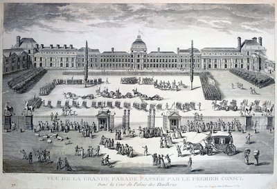 Desfile de las tropas durante el Gran Desfile, Palacio de las Tullerías, siglo XIX de Unbekannt