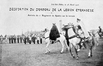 Desfile de la bandera de la Legión Extranjera Francesa, Sidi Bel Abbes, Argelia, 28 de abril de 1906 de Unbekannt