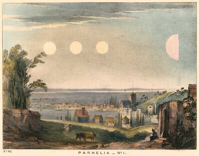 Parhelia soles falsos sin halos, observados en Inglaterra en 1698, 1845 de Unbekannt