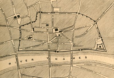 Parte del Londres moderno, mostrando la antigua muralla, 1897 de Unbekannt