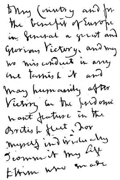 Parte de una carta escrita por Nelson justo antes de la Batalla de Trafalgar, 1805, 1894 de Unbekannt