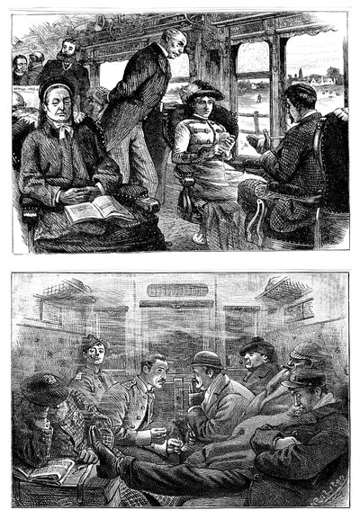 Pasajeros en un tren de Londres a Glasgow, 1884 de Unbekannt