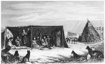 Patagones en un toldo o tienda de piel, 1830-1839 de Unbekannt