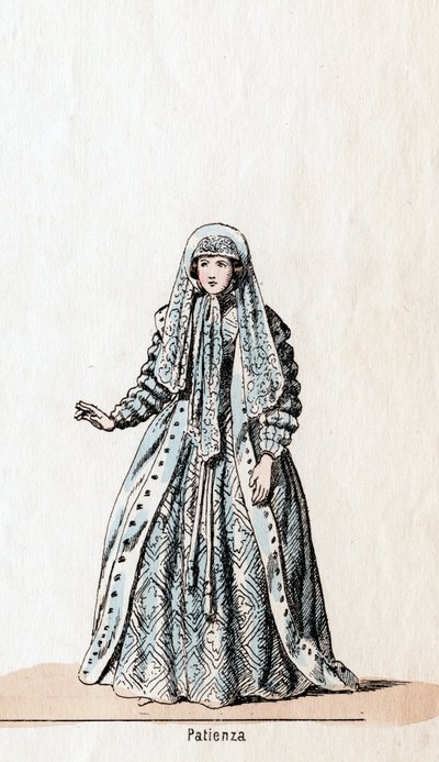 Paciencia, diseño de vestuario para la obra de Shakespeare, Enrique VIII, siglo XIX de Unbekannt
