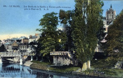 Pays de la Loire, Sarthe (72), Le Mans: las orillas del Sarthe y las ruinas galorromanas cerca del puente X - Postal finales del siglo XIX-XX de Unbekannt