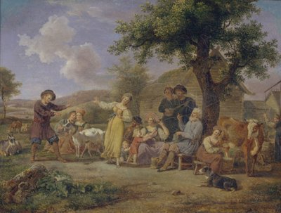 Campesinos festejando, segunda mitad del siglo XVIII de Unbekannt