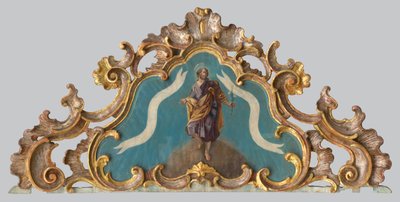 Frontón de un altar con una figura de un santo de Unbekannt