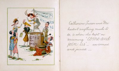Muñecas de trapo en una reunión sufragista, c. 1910 de Unbekannt