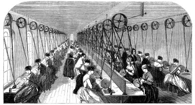 Sala de afilado de plumas, fábrica de Hanks, Wells & Co, Birmingham, West Midlands, 1851 de Unbekannt