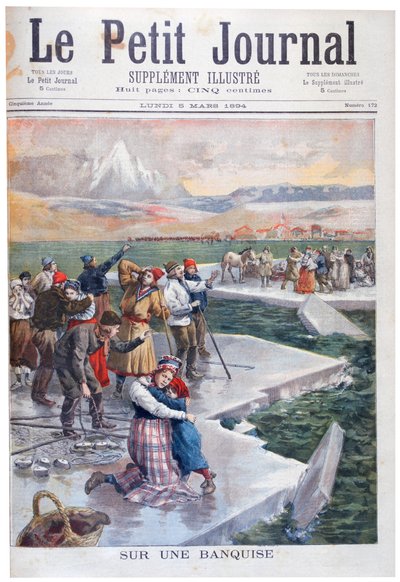 Personas varadas en témpanos de hielo, Finlandia, 1894 de Unbekannt