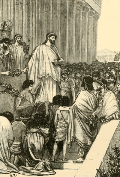 Pericles pronunciando la oración fúnebre sobre los atenienses, 1890 de Unbekannt