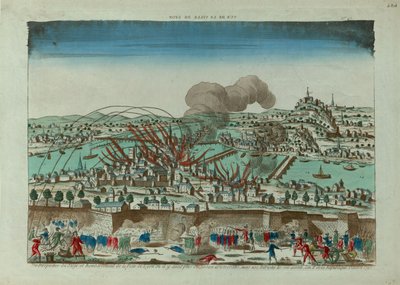 Vista en perspectiva del sitio y bombardeo de la ciudad de Lyon en octubre de 1793, c. 1793 de Unbekannt