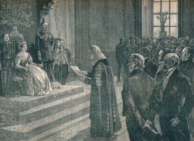 Presentando la dirección patriótica a la Reina en la víspera de la Guerra de Crimea, 1854 1906 de Unbekannt