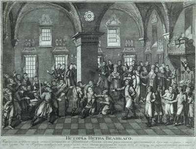 Pedro I en la Rebelión de los Viejos Creyentes en el Palacio de Facetas, finales del siglo XVIII de Unbekannt